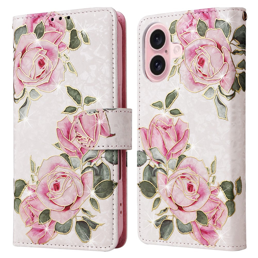 For iPhone 16 Case RFID Blocking Wallet Lacquered Design Mobile Phone Cover