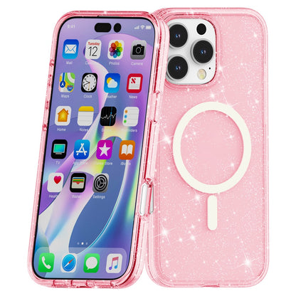 For iPhone 16 Pro Magnetic Case Compatible with MagSafe PC+TPU Glitter Phone Cover