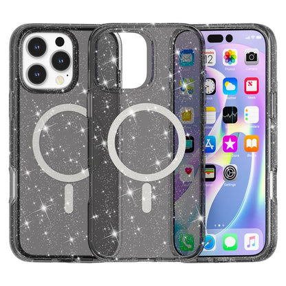 For iPhone 16 Pro Magnetic Case Compatible with MagSafe PC+TPU Glitter Phone Cover