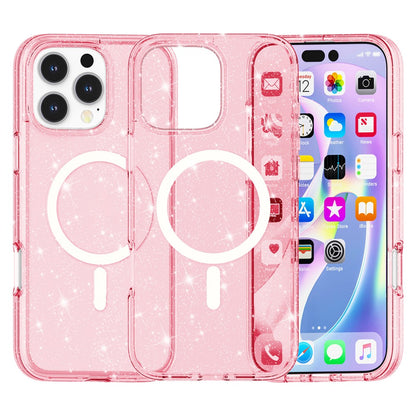 For iPhone 16 Pro Max Case Sparkly Glitter PC+TPU Phone Cover Compatible with MagSafe