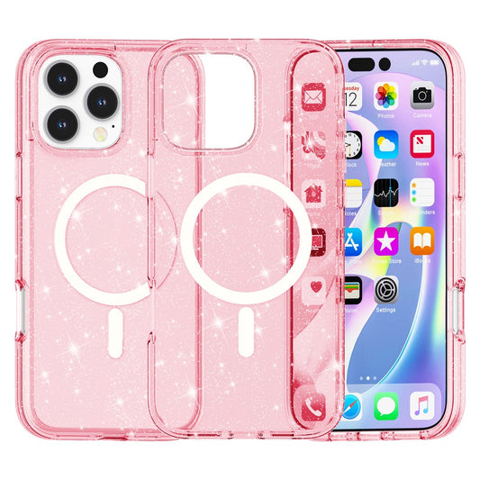 For iPhone 16 Pro Max Case Sparkly Glitter PC+TPU Phone Cover Compatible with MagSafe