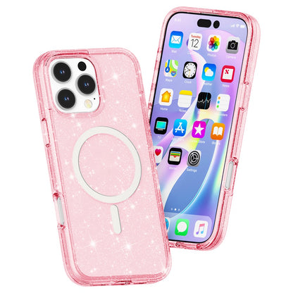 For iPhone 16 Pro Max Case Sparkly Glitter PC+TPU Phone Cover Compatible with MagSafe