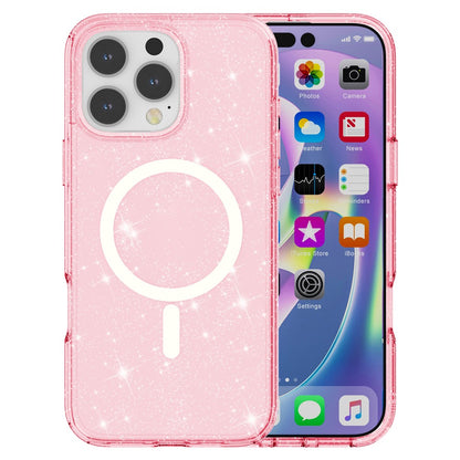 For iPhone 16 Pro Max Case Sparkly Glitter PC+TPU Phone Cover Compatible with MagSafe