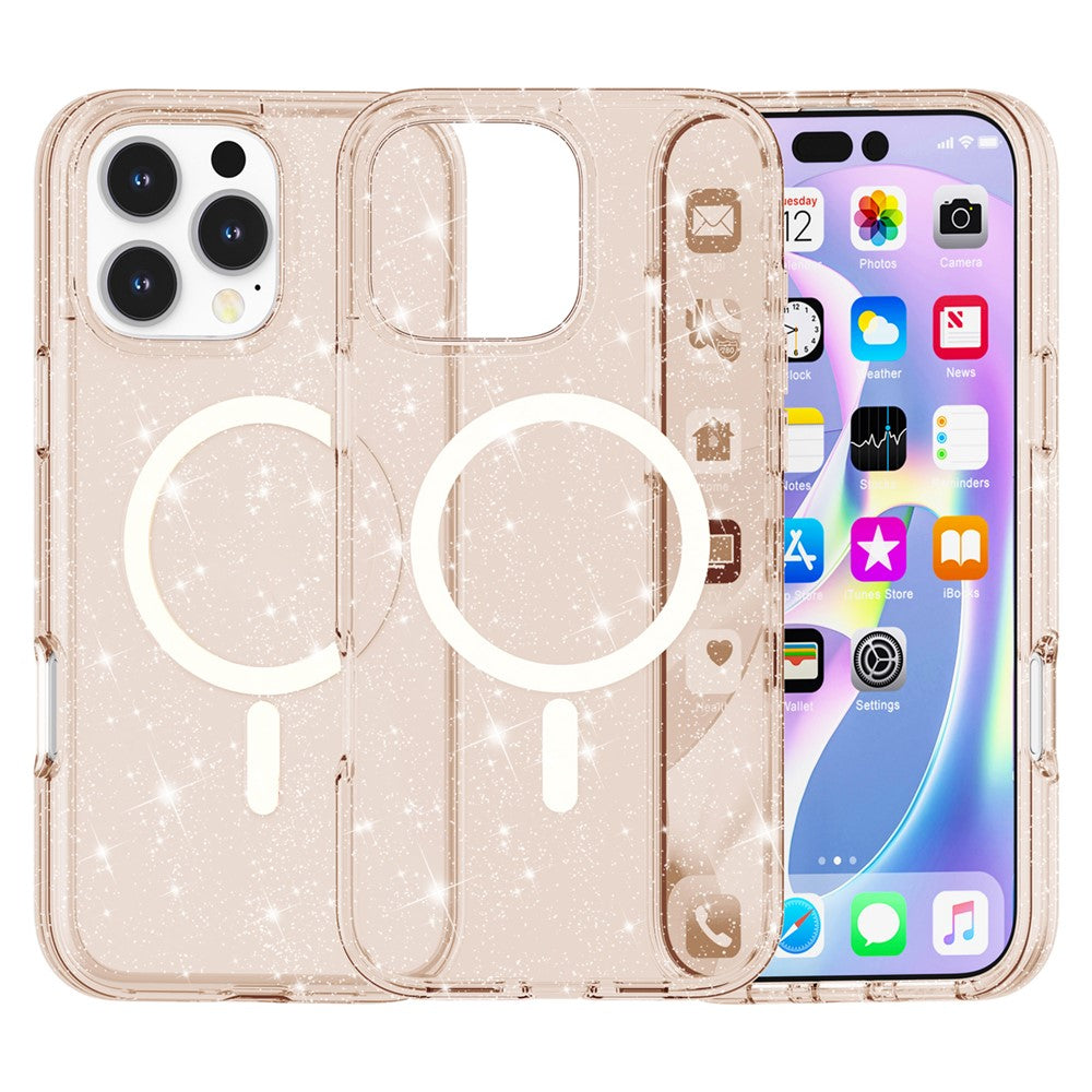 For iPhone 16 Pro Max Case Sparkly Glitter PC+TPU Phone Cover Compatible with MagSafe