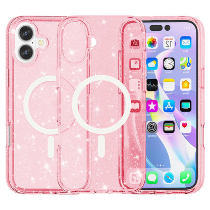 For iPhone 16 Case Compatible with MagSafe Sparkly Glitter PC+TPU Phone Cover