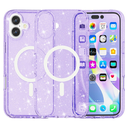 For iPhone 16 Case Compatible with MagSafe Sparkly Glitter PC+TPU Phone Cover