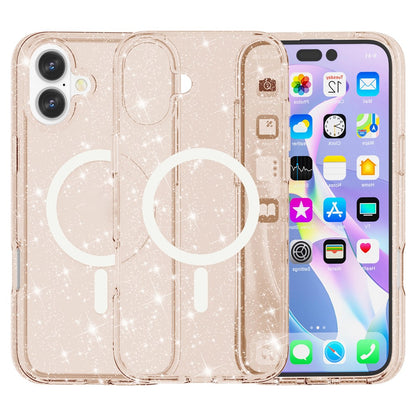 For iPhone 16 Case Compatible with MagSafe Sparkly Glitter PC+TPU Phone Cover