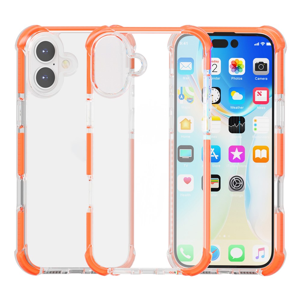For iPhone 16 Case Four Corners Anti Drop Clear TPU + TPE + PC Phone Cover