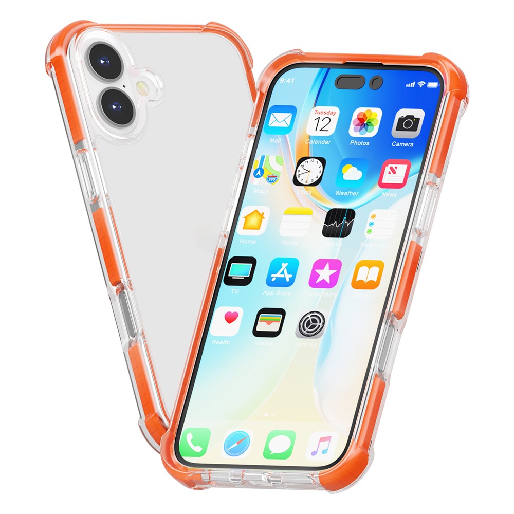 For iPhone 16 Case Four Corners Anti Drop Clear TPU + TPE + PC Phone Cover