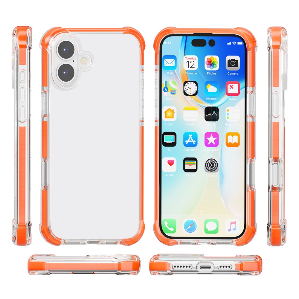 For iPhone 16 Case Four Corners Anti Drop Clear TPU + TPE + PC Phone Cover
