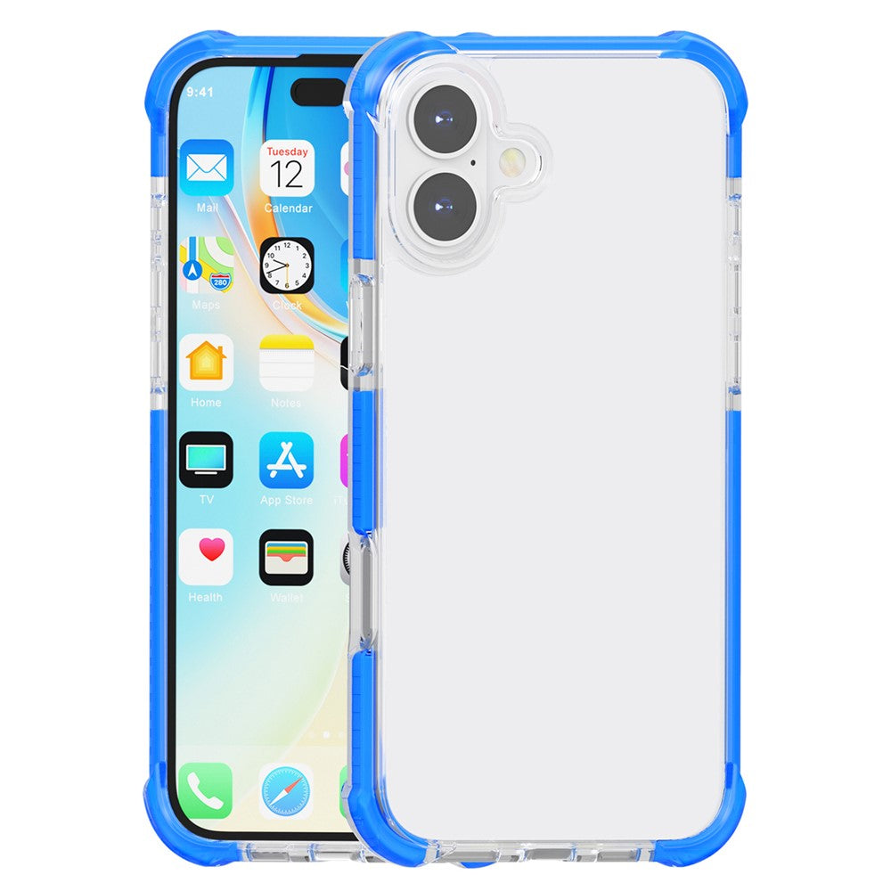 For iPhone 16 Case Four Corners Anti Drop Clear TPU + TPE + PC Phone Cover