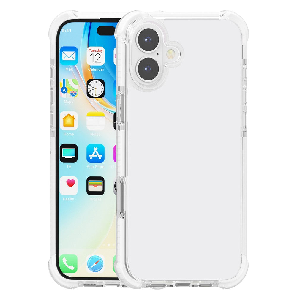 For iPhone 16 Case Four Corners Anti Drop Clear TPU + TPE + PC Phone Cover