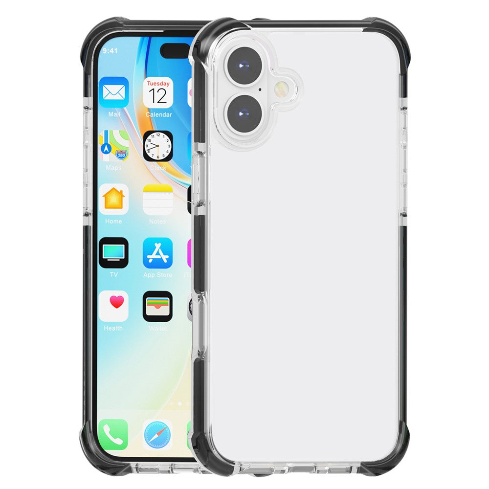 For iPhone 16 Case Four Corners Anti Drop Clear TPU + TPE + PC Phone Cover