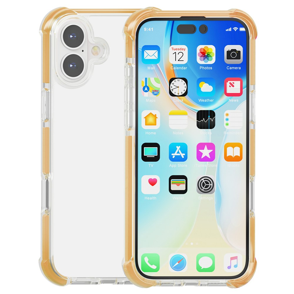 For iPhone 16 Case Four Corners Anti Drop Clear TPU + TPE + PC Phone Cover
