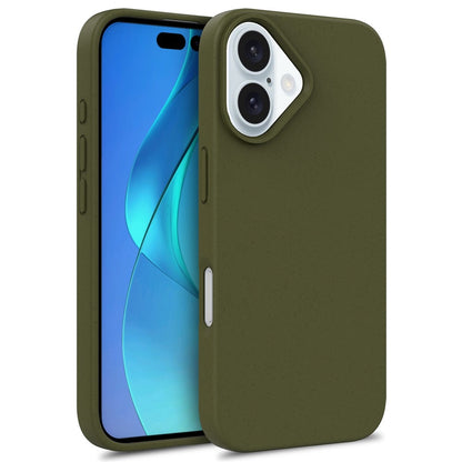 For iPhone 16 Case Biodegradable Wheat Straw+TPU Hybrid Phone Cover