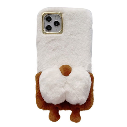 For iPhone 14 Pro Max Fluffy Phone Case Warm Plush+TPU Soft Phone Shell Cover