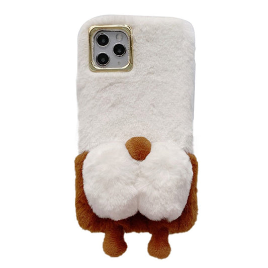 For iPhone 14 Pro Max Fluffy Phone Case Warm Plush+TPU Soft Phone Shell Cover
