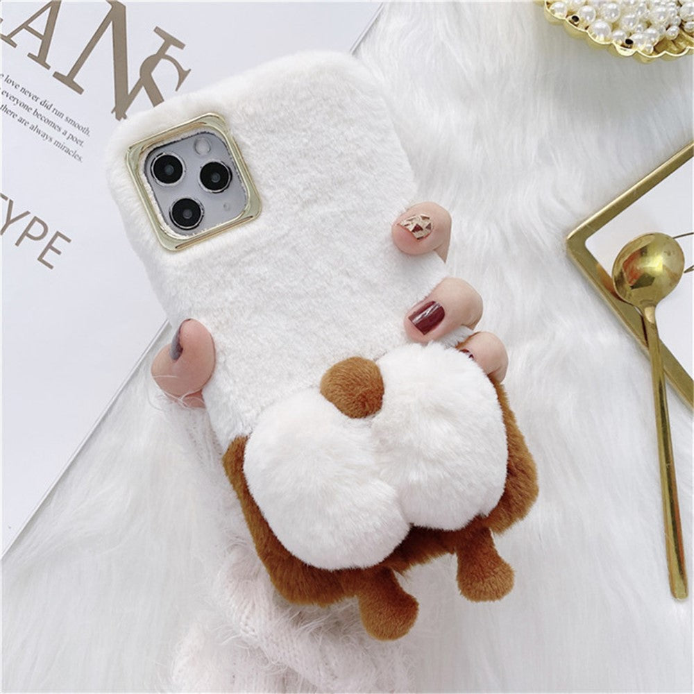 For iPhone 14 Pro Max Fluffy Phone Case Warm Plush+TPU Soft Phone Shell Cover