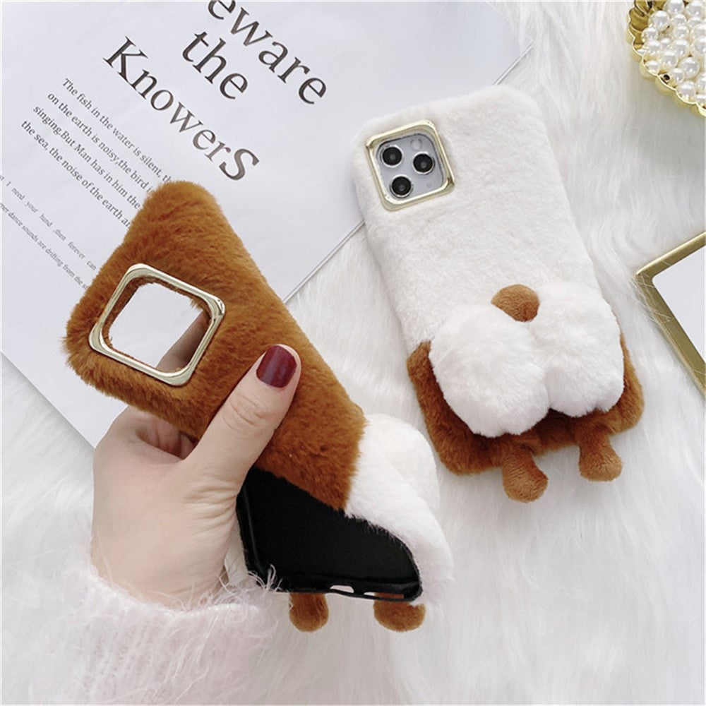 For iPhone 14 Pro Max Fluffy Phone Case Warm Plush+TPU Soft Phone Shell Cover
