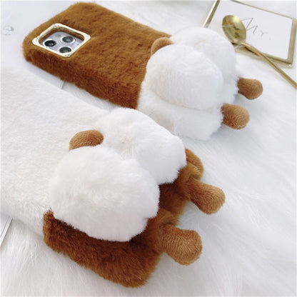 For iPhone 14 Pro Max Fluffy Phone Case Warm Plush+TPU Soft Phone Shell Cover