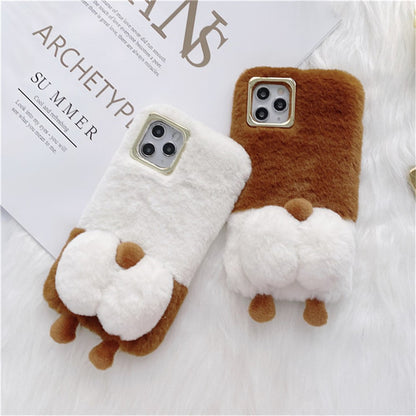 For iPhone 14 Pro Max Fluffy Phone Case Warm Plush+TPU Soft Phone Shell Cover