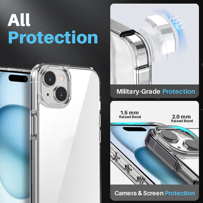 NORTHJO For iPhone 15 Case PC+TPU Phone Cover + Tempered Glass Screen Film + Lens Film