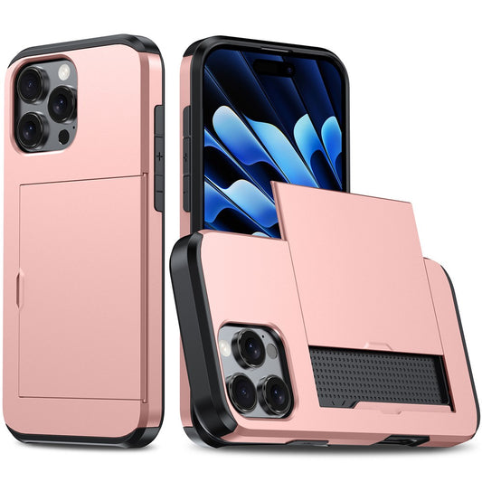 For iPhone 16 Pro Case Hidden Card Holder TPU + PC Phone Cover
