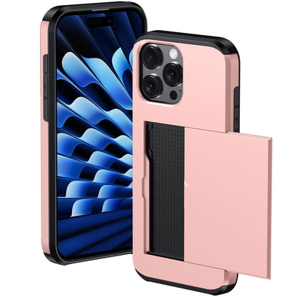 For iPhone 16 Pro Case Hidden Card Holder TPU + PC Phone Cover