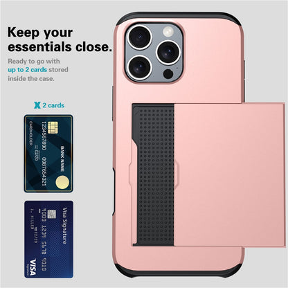 For iPhone 16 Pro Case Hidden Card Holder TPU + PC Phone Cover