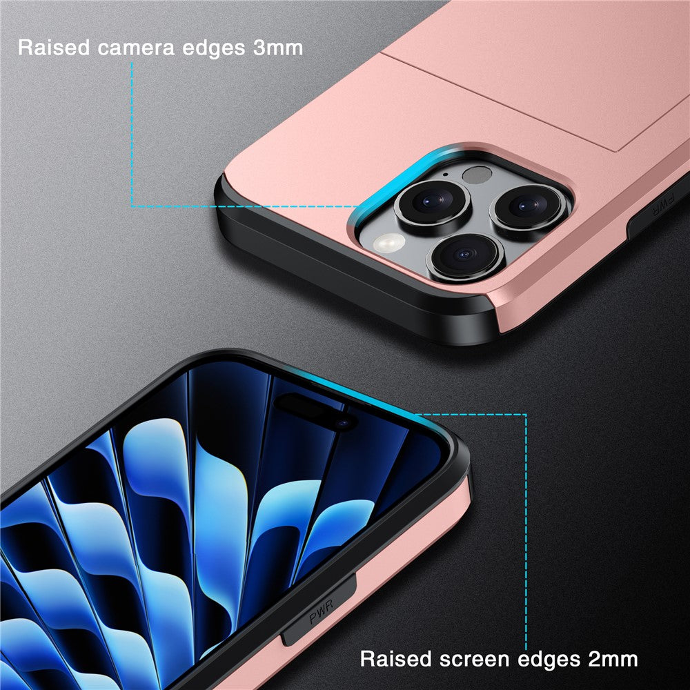 For iPhone 16 Pro Case Hidden Card Holder TPU + PC Phone Cover