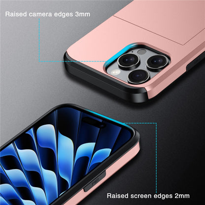 For iPhone 16 Pro Case Hidden Card Holder TPU + PC Phone Cover
