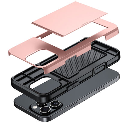 For iPhone 16 Pro Case Hidden Card Holder TPU + PC Phone Cover