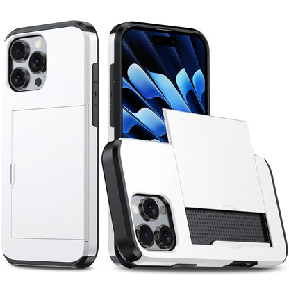 For iPhone 16 Pro Case Hidden Card Holder TPU + PC Phone Cover