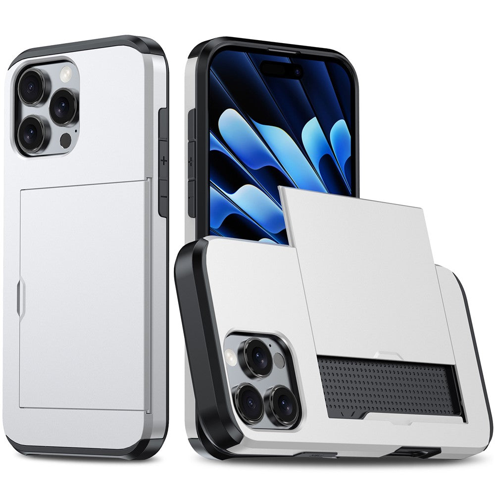For iPhone 16 Pro Case Hidden Card Holder TPU + PC Phone Cover