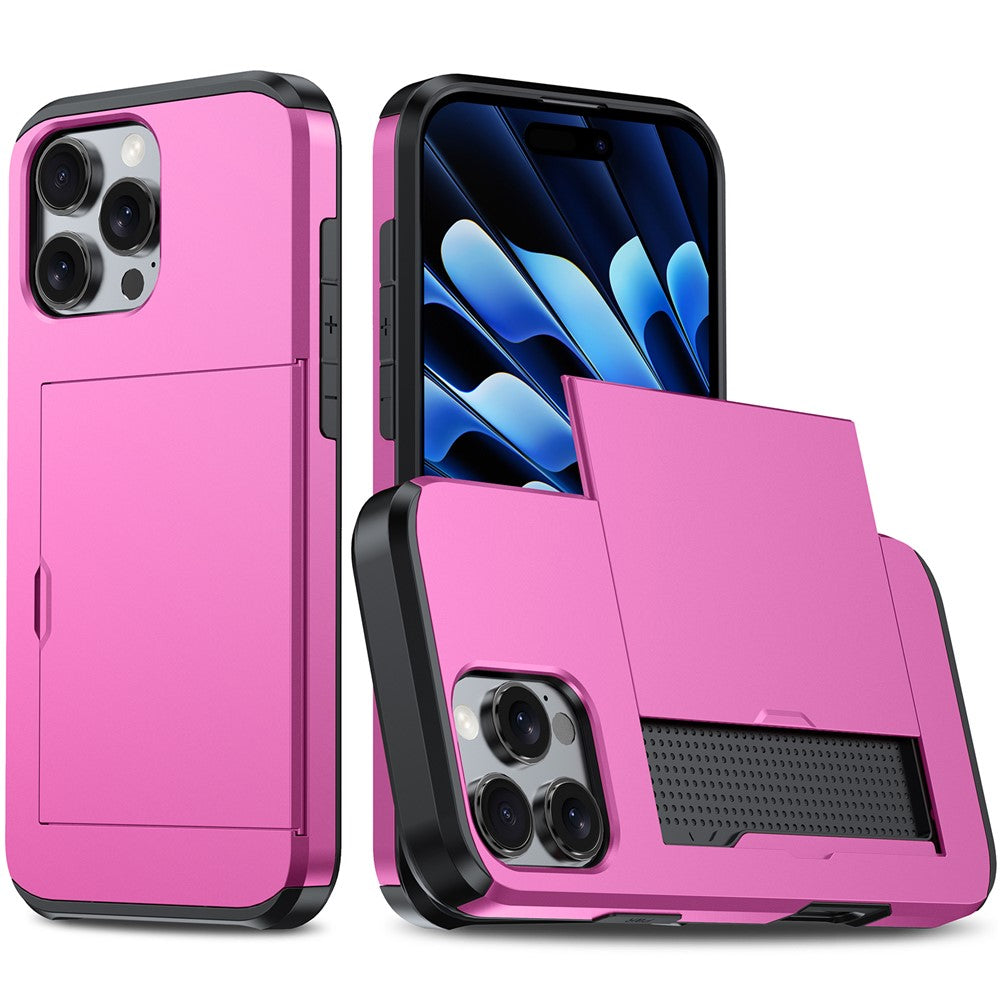 For iPhone 16 Pro Case Hidden Card Holder TPU + PC Phone Cover