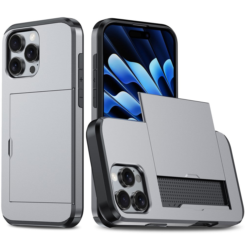 For iPhone 16 Pro Case Hidden Card Holder TPU + PC Phone Cover