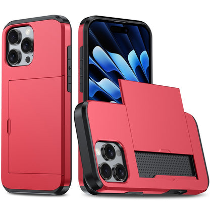 For iPhone 16 Pro Case Hidden Card Holder TPU + PC Phone Cover