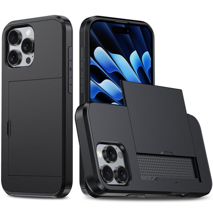 For iPhone 16 Pro Case Hidden Card Holder TPU + PC Phone Cover