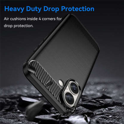 For iPhone 16 Case Brushed Soft TPU Phone Cover Carbon Fiber Texture