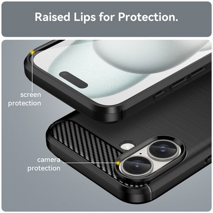 For iPhone 16 Case Brushed Soft TPU Phone Cover Carbon Fiber Texture