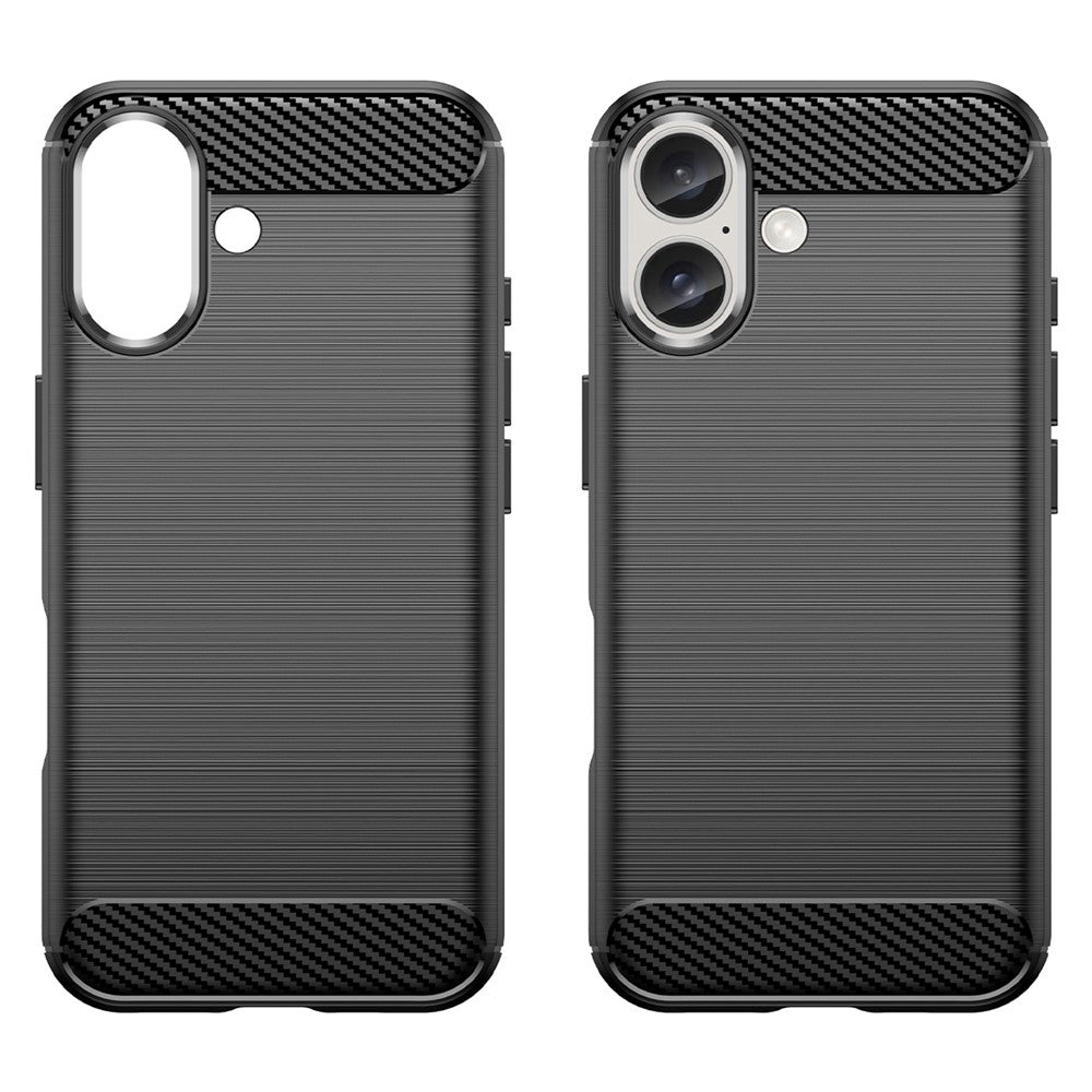 For iPhone 16 Case Brushed Soft TPU Phone Cover Carbon Fiber Texture