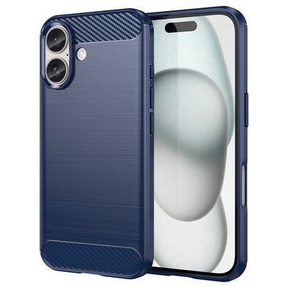 For iPhone 16 Case Brushed Soft TPU Phone Cover Carbon Fiber Texture