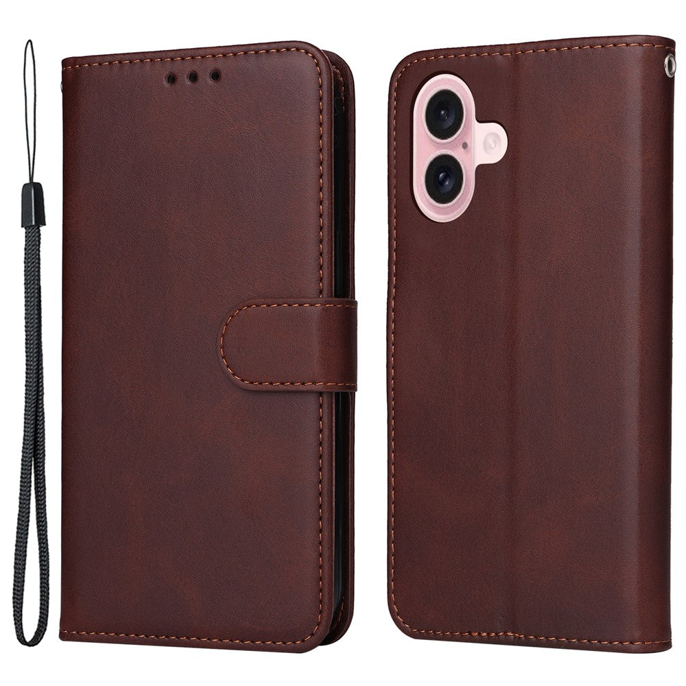 For iPhone 16 Case PU Leather Stand Phone Cover  with 3 Card Slots Wallet