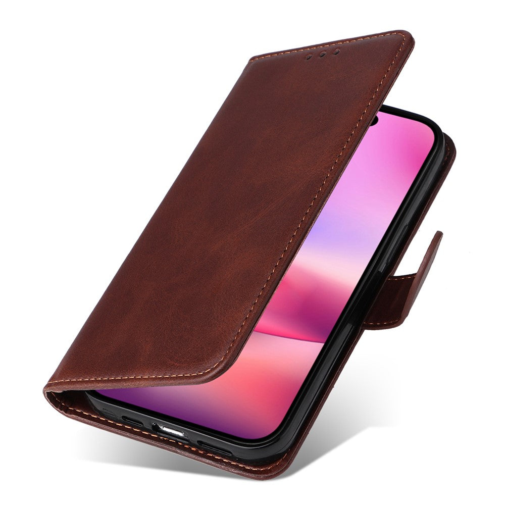 For iPhone 16 Case PU Leather Stand Phone Cover  with 3 Card Slots Wallet