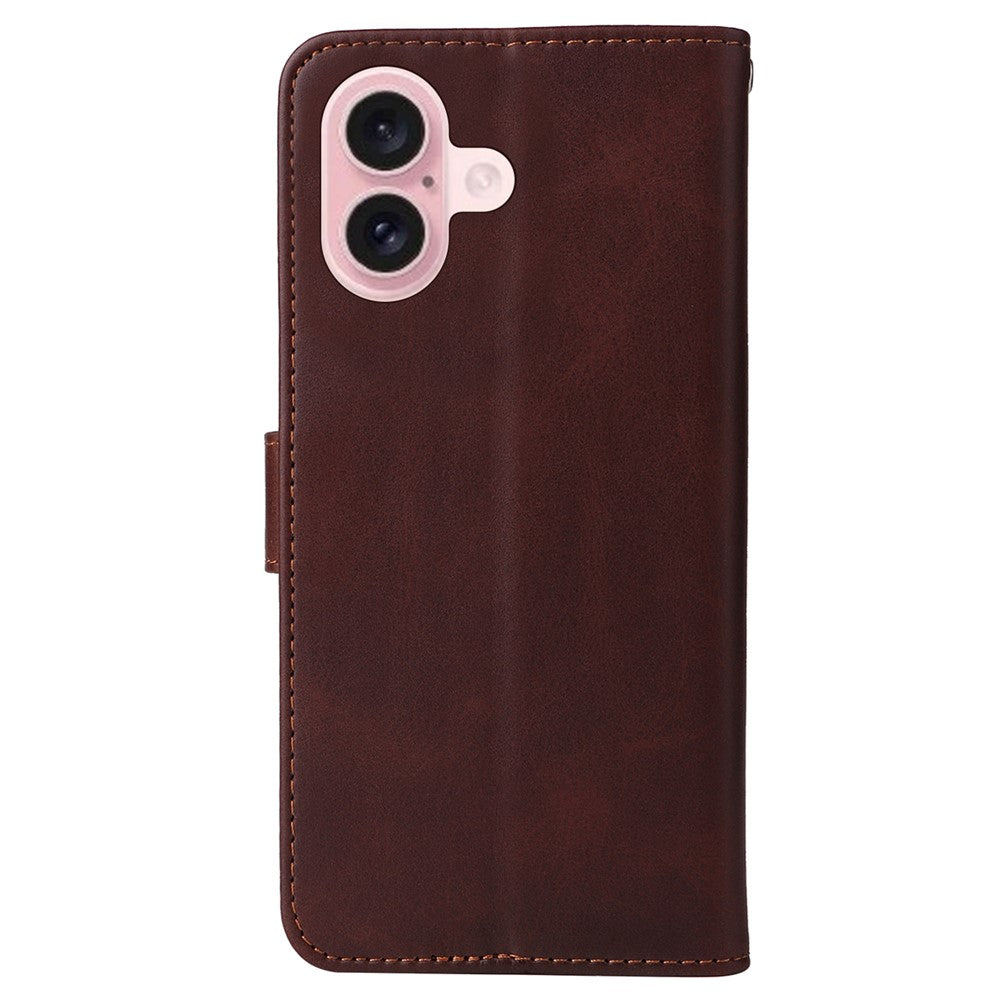 For iPhone 16 Case PU Leather Stand Phone Cover  with 3 Card Slots Wallet