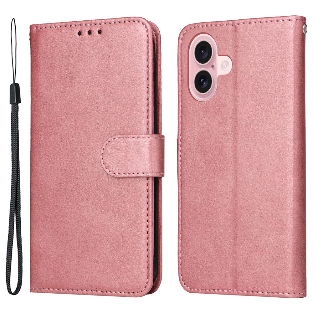 For iPhone 16 Case PU Leather Stand Phone Cover  with 3 Card Slots Wallet