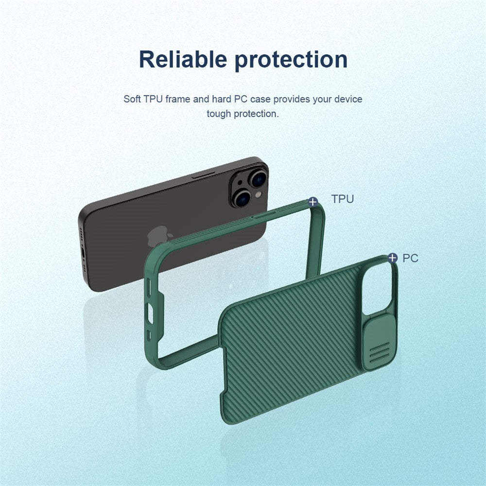 NILLKIN CamShield Pro Series for iPhone 14 / iPhone 13 Slide Camera Protection Phone Case Anti-drop Hybrid TPU + PC Back Cover
