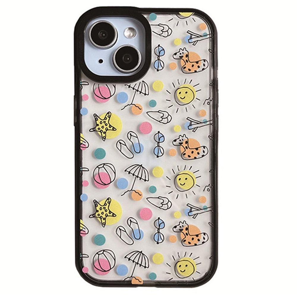 For iPhone 14 Cell Phone Case Colorful Pattern Shockproof Hard Acrylic Cover