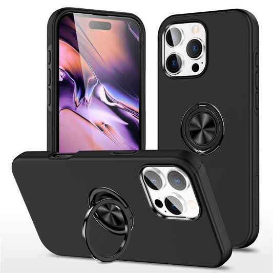 For iPhone 16 Pro Max Case with Ring Holder PC+TPU Anti-Scratch Phone Cover
