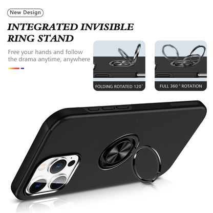 For iPhone 16 Pro Max Case with Ring Holder PC+TPU Anti-Scratch Phone Cover